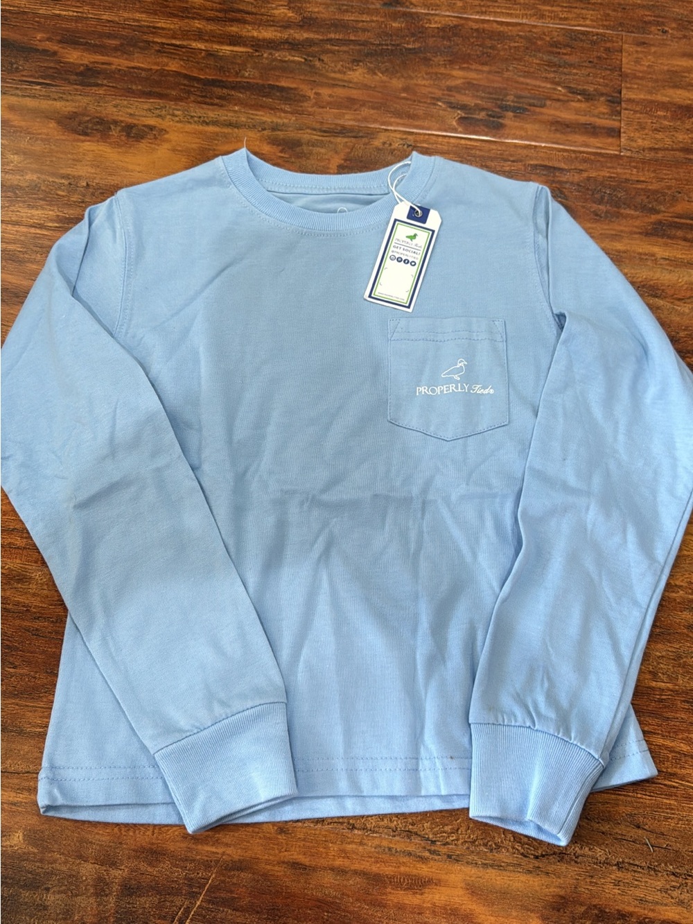 Boys Light Blue Long-Sleeve Pocket Tee